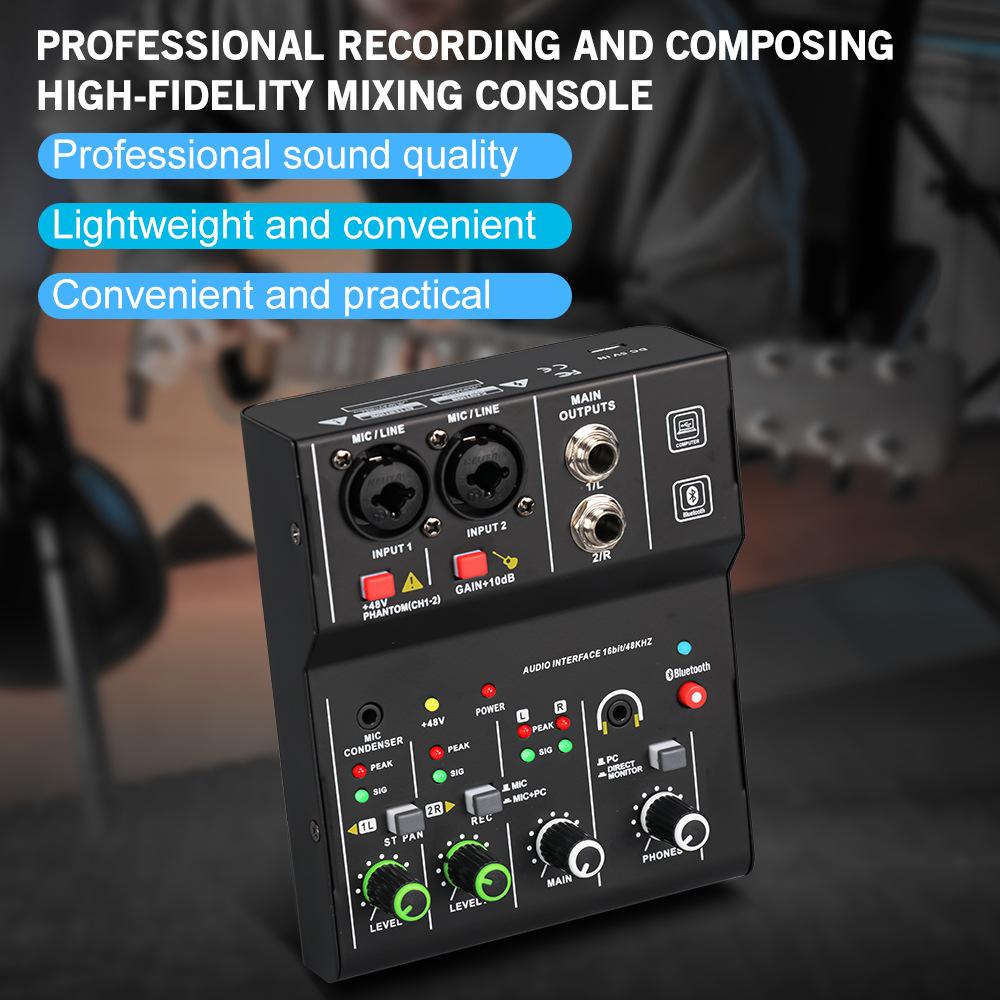 Teyun Q12 Q12m Professional 2 Channels Audio Mixer Interface Sound Card Console Mini USB Recording Mixer For DJ Studio Guitar