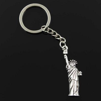 New Fashion Men 30mm Keychain DIY Metal Holder Chain Vintage Statue Of Liberty New York 49x14mm Silver Color Pendant Gift