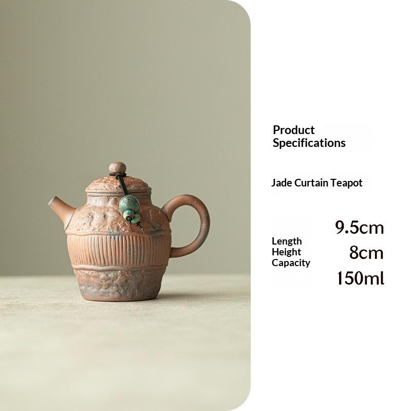 

Handmade Old Rock Clay Teapot Vintage Coarse Pottery Single Pot with Handle Kung Fu Tea Set Ceramic Tea Brewing Pot Tea Kettle