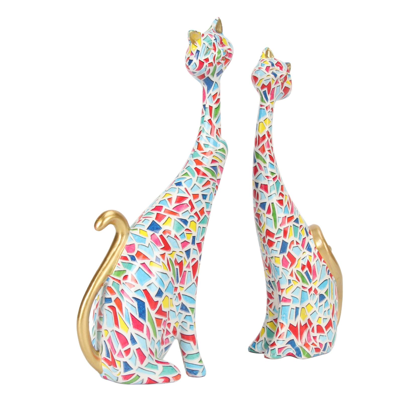 

2Pcs Oil Painting Cat Statues Abstract Couple Resin Cat Figurines Cat Sculpture for Bedroom Office Desktop Decoration