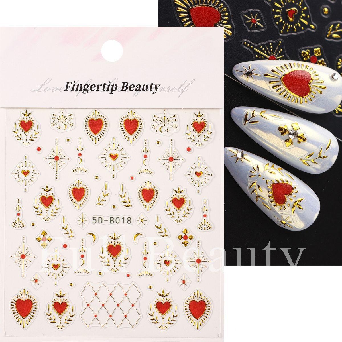 

5D DIY наклейки для дизайна ногтей клейкие советы по маникюру сердечки палочки для ногтей декоративная обертка