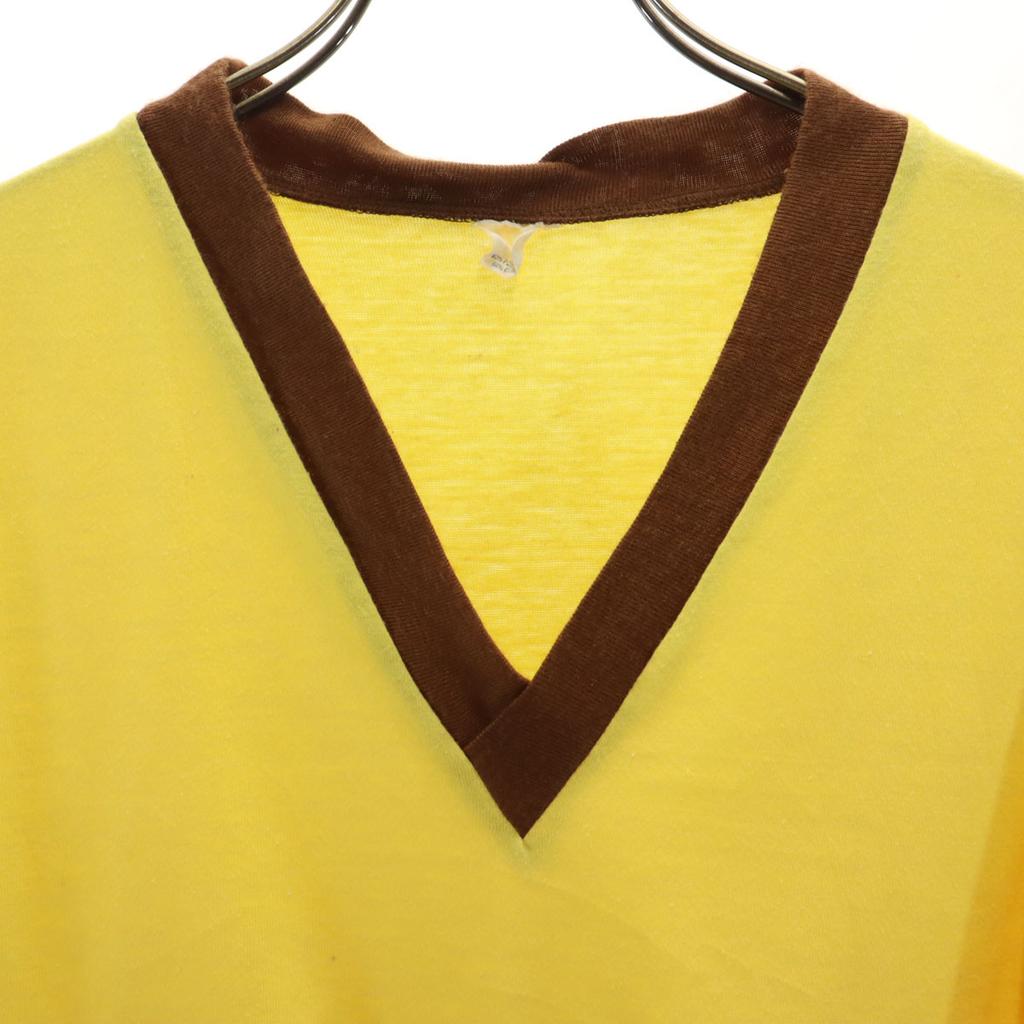 80er Vintage Kurzarm T-Shirt Gelb Herren Gebraucht