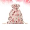 30pcs Christmas Jute Bags C y Gift Drawstring Pouches Printed Linen Storage Cookie Snack Party Favor Reusable