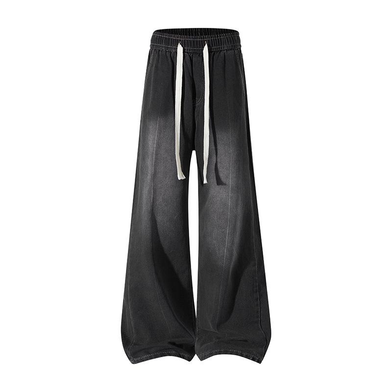 

Yadu Denim Jeans: Four Seasons Washed Retro Hong Kong Style Loose Straight-Leg Casual Pants for Men and Women 2XL