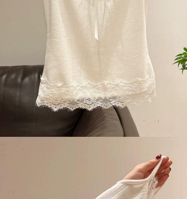 Women's Plus Size Cotton Lace Bow Camisole - Slim Fit Spring/Summer Layered Tank Top
