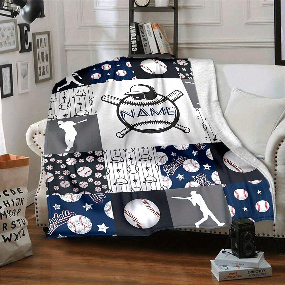 Baseball Theme Home Customize Your Name Blankets Comfortable Soft Lightweight Allseason Multipurpose Blanket For Picnics Sofas Offices Beds Living