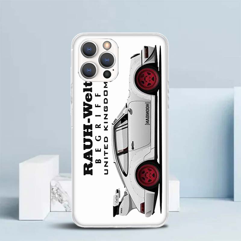 Sports Car Drift RWB 911 964 933 Soft Cover for iPhone 16 17 Air 15 14 Pro Max 16E Phone Case 13 Mini 12 11 7 SE 8 Print Pattern iPhone 13 Mini
