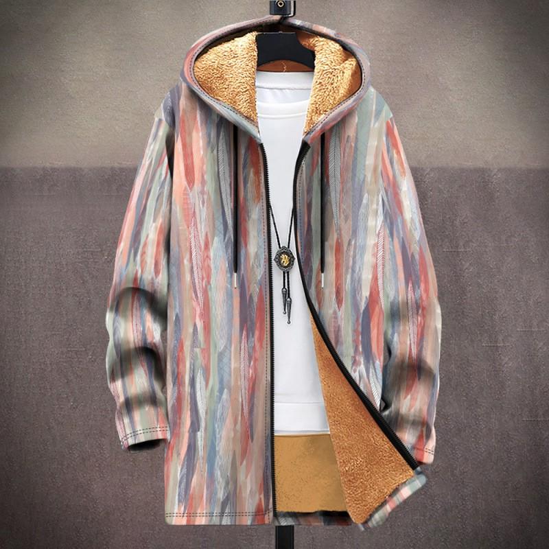 Winter British Style Hooded Zip Up Cotton Jacket Teens Streetwear 3D Print Fleece Lined