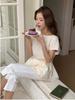 Aeskoneo Side Slit Capri Pants White At6Pab037Wt