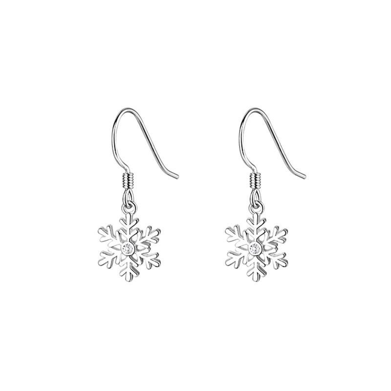 925 Sterling Silver Snowflake Earrings - Simple Flower Studs & Girlish Heart Dangles for Autumn/Winter