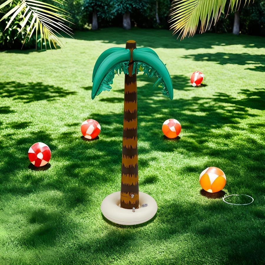 34.3-inch Inflatable Coconut Tree PVC Decoration Beach Themed Swimming Pool Party Decoration Outdoor Portable Party Supplies