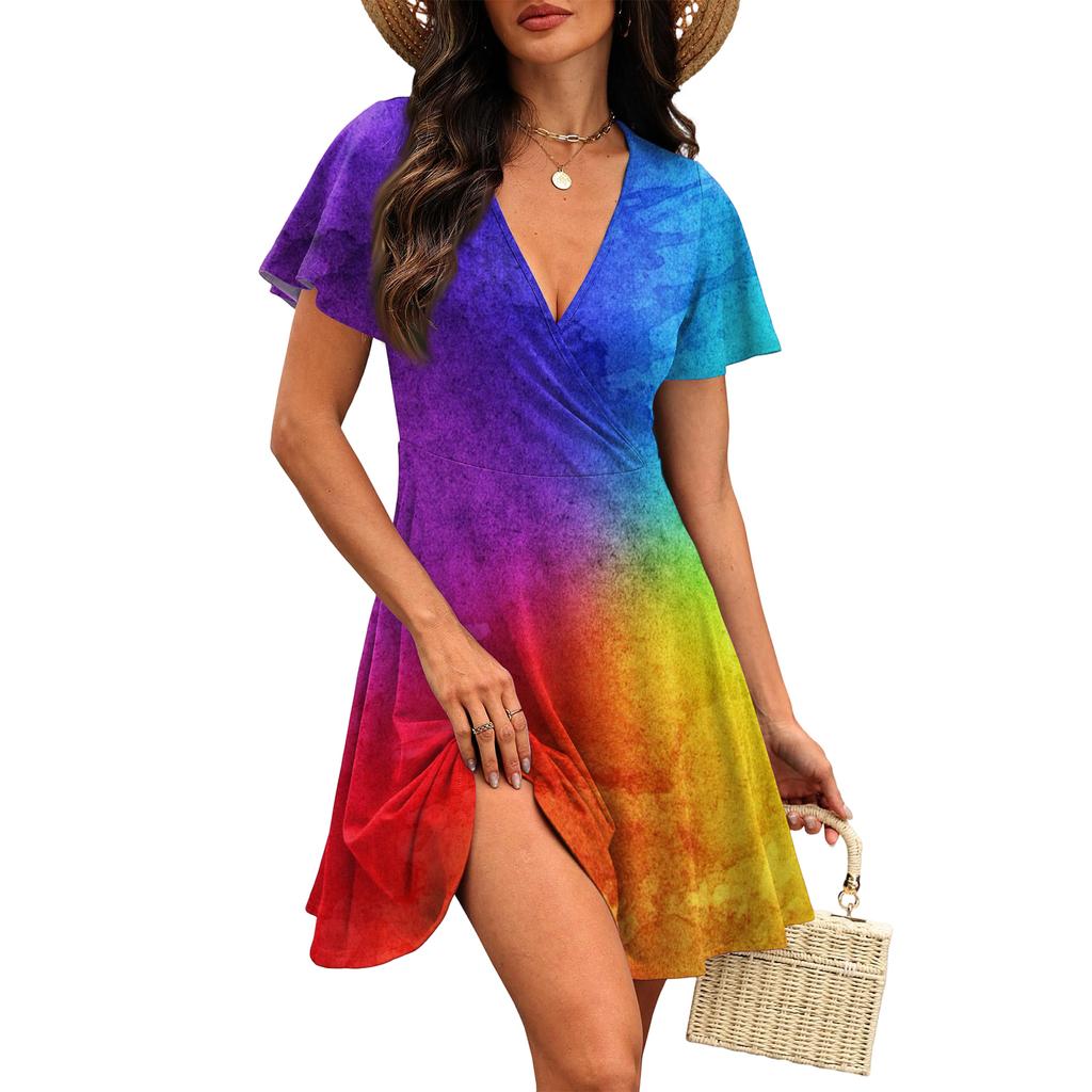 Modisches Lässiges Damenkleid mit Blumendruck