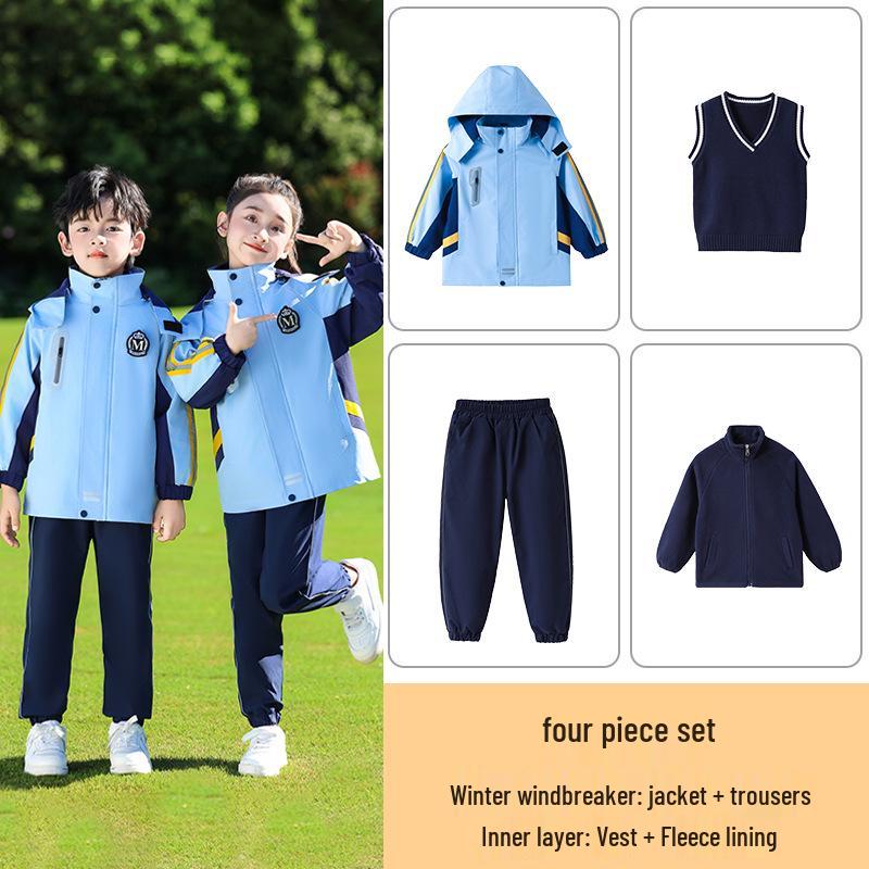 Elementary School Windbreaker Three-Piece Set for First Graders: Spring, Autumn, and Winter Uniform
