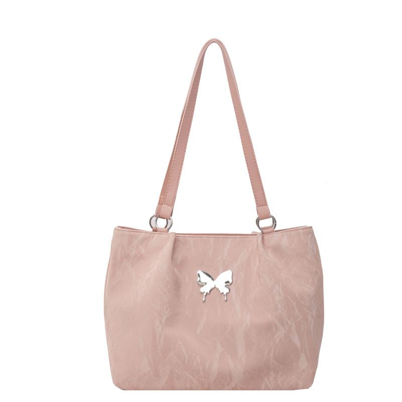 

Spring and summer new simple high-end texture college student class bag fashionable bow shoulder tote bag