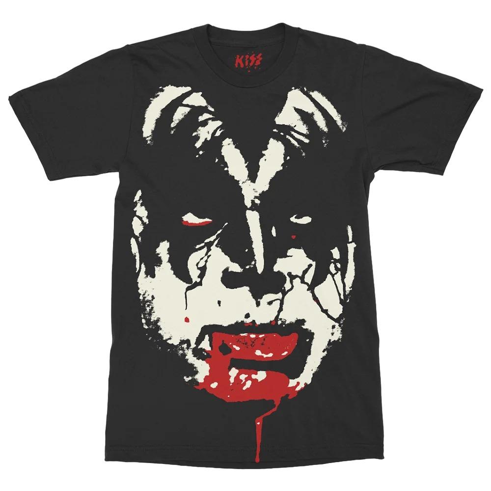 

KISS The Demon Gene Simmons Iconic Face Graphic Print Heavy Metal Glam Rock Band Streetwear T-Shirt 4XL