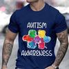 Herr T-shirts Autismsmedvetenhet Grafiskt Tryckt T-shirt Y2K Mode Rundhalsad Kläder Herrkläder Hip-Hop T-shirt Manlig Streetwear Toppar