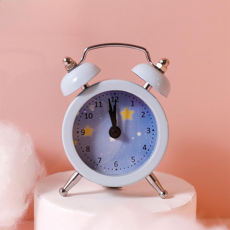 Creative children's alarm clock on the head of the student's bedside cute cartoon silent simple bedroom mini loud table alarm clock
