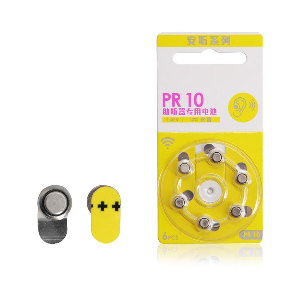 Pack of 6/30/60pcs High Capacity Zinc Manganese Batteries Set for Hearing Aids Long-lasting Power PR10 A10 Button Cell
