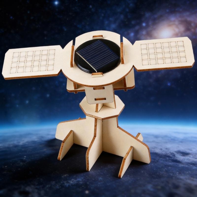Educational Wooden Solar Satellite Aerospace Model Set Hands On Assembly Physics Teaching Aid For Science Education