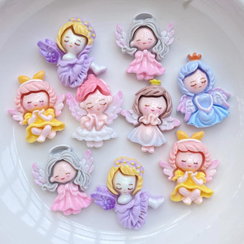 10/20Stuks Hars Kawaii Cartoon Engel Meisje Flatback Steen Interieur Prinses Fee Beeldje Plakboek Diy Accessoires Ambachten