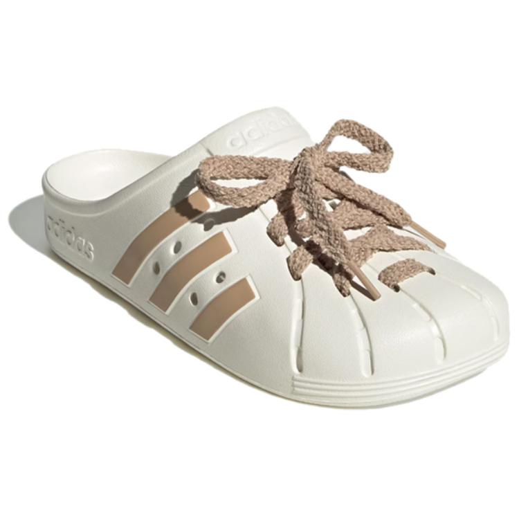 New Adidas ADILETTE CLOGS Composite Sole Abrasion Resistant Slip Resistant Closed Toe Slippers Unisex White Brown JQ2117