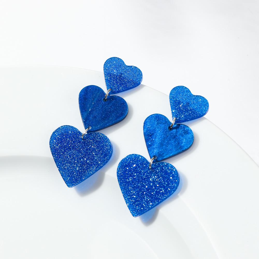 New Valentine's Day Acrylic Earring for Women Girls Glitter Colorful Love Heart Splicing Drop Earrings Sweet Jewelry Gifts