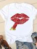Clothing Summer Short Sleeve Watercolor Lip Sexy New Ladies Casual Unisex Fashion Graphic Tee Tshirts Female T Shirt Clothes