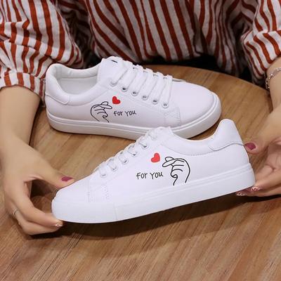 New Fashion White Breathable Women Running Shoes Spring Autumn Embroidered Flower Lace-Up Casual Sneakers Zapatos De Mujer