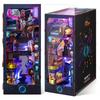 FUNPOLA Booknook Wooden Puzzle DIY Miniature Dollhouse with LED Display Craft Suitable for Beginners and Middle School 319 PC Kit Lights, Bookshelf,