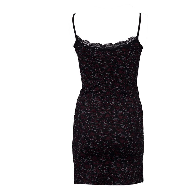 BILL TORNADE Women's Black Floral Slip Dress with Thin Straps