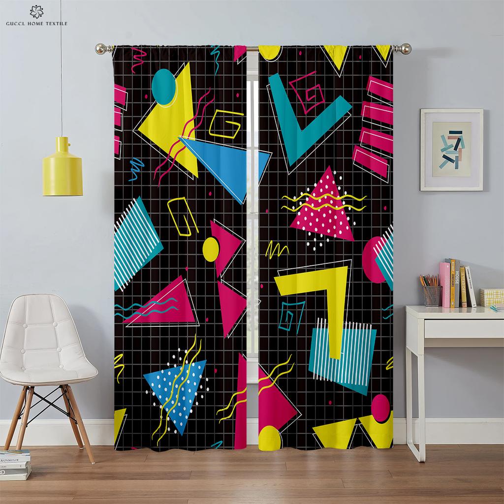 Simple Geometric Creative Pattern Curtain Rod Pocket Decorationation Modern Home Decoration Bed Room Living Area Kitchen Quality
