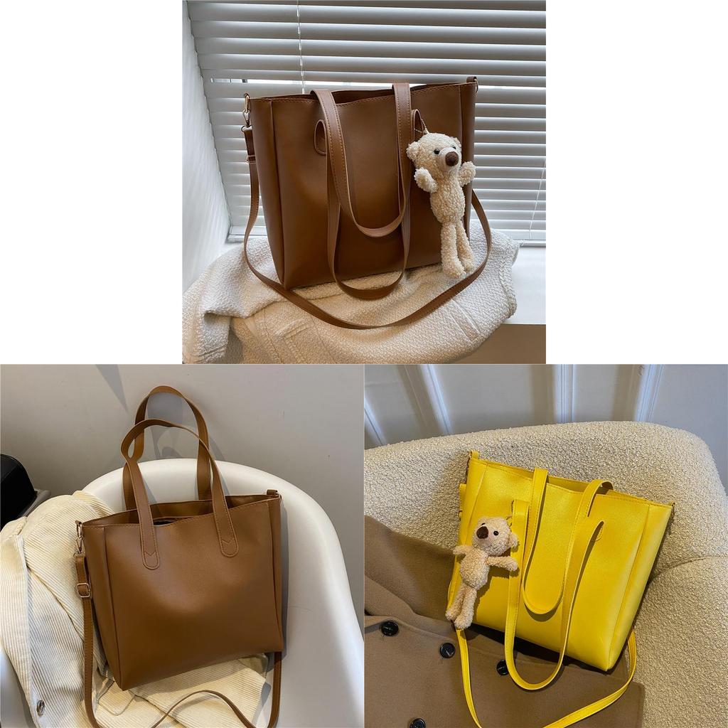 Tote Bag For Women Pu Leather Retro Large Handbag With Zipper For School And Casual Use