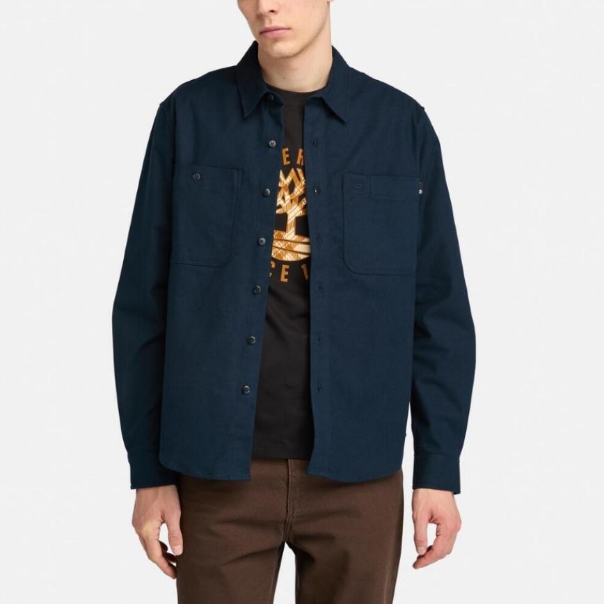 Timberland Outdoor Solid Color Loose Fit Button Long Sleeve Shirt Men shirts A44WT-433