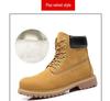 Unisex Yellow High-Top Waterproof Martin Boots – Trendy Autumn/Winter Cowhide Workwear for Couples