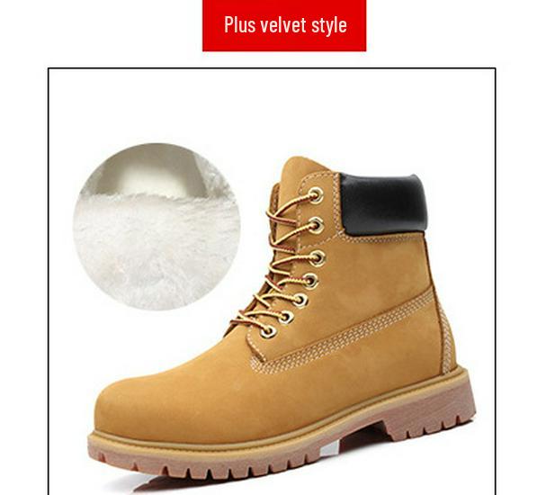 Unisex Yellow High-Top Waterproof Martin Boots – Trendy Autumn/Winter Cowhide Workwear for Couples
