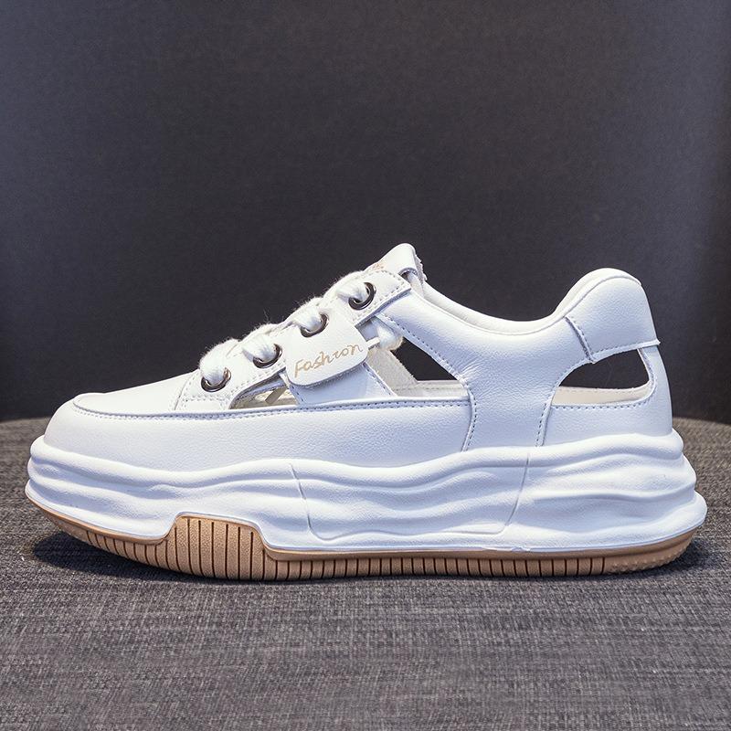 Genuine Leather White Shoes Sports Casual Shoes Thick Bottom Sandals