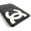 Chanel Cambon Line CC CC Mark Logo Compact Folded Wallet Leather Black/White
