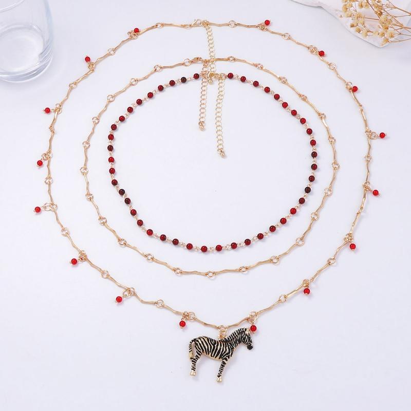 Personalized Enamel Zebra Pendant Necklace Vintage Metal Trend Jewelry Zebra Earrings For Women