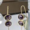 Exquisite Fashion Gold Color Oval Inlaid with Purple Stones Dangle Earrings for Women Engagement Wedding