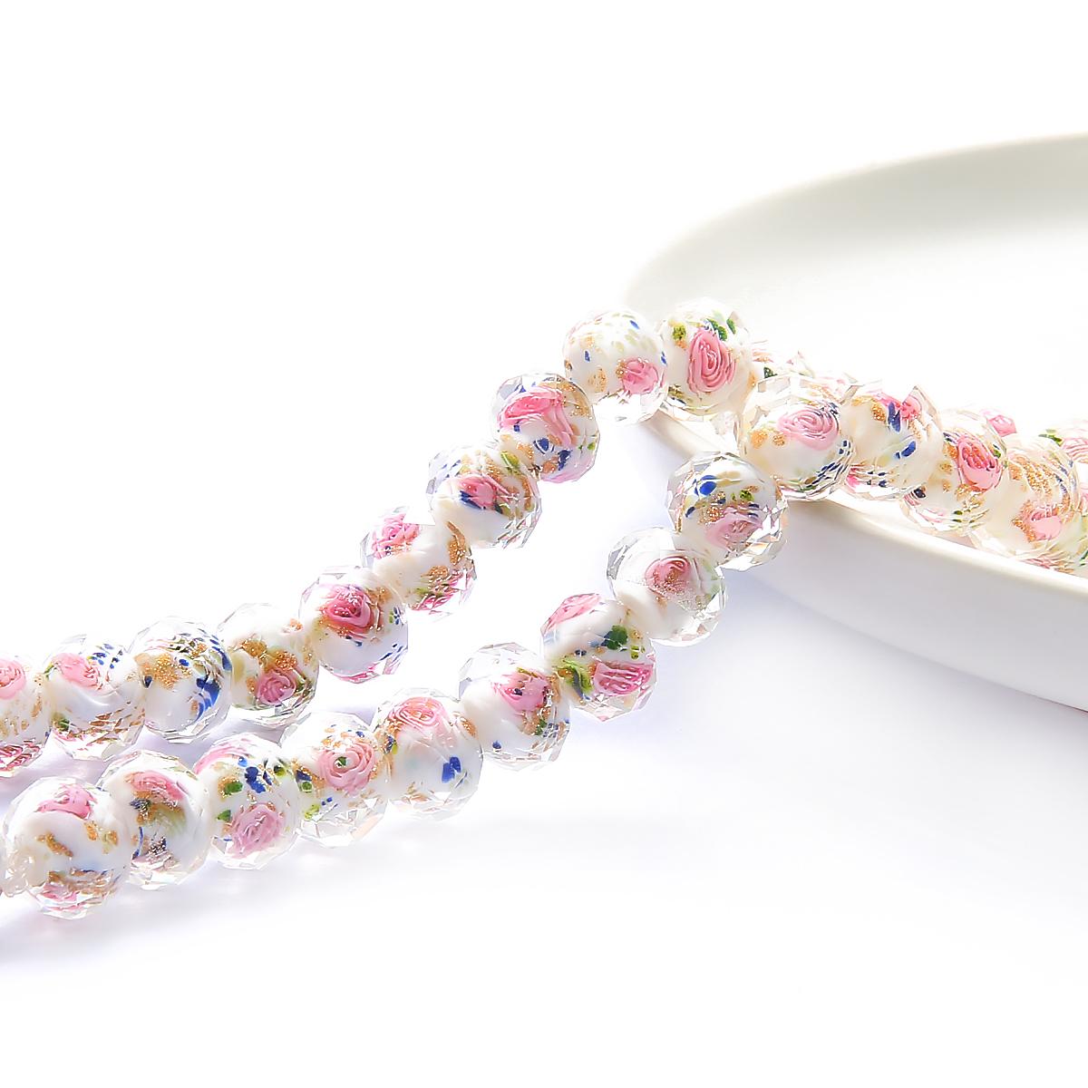 

10 шт./пакет, 8/10/12 мм, муранское прозрачное стекло, бусины лэмпворк для изготовления ювелирных изделий, женский браслет «сделай сам», цветок, рондель, граненые бусины 10mm белый