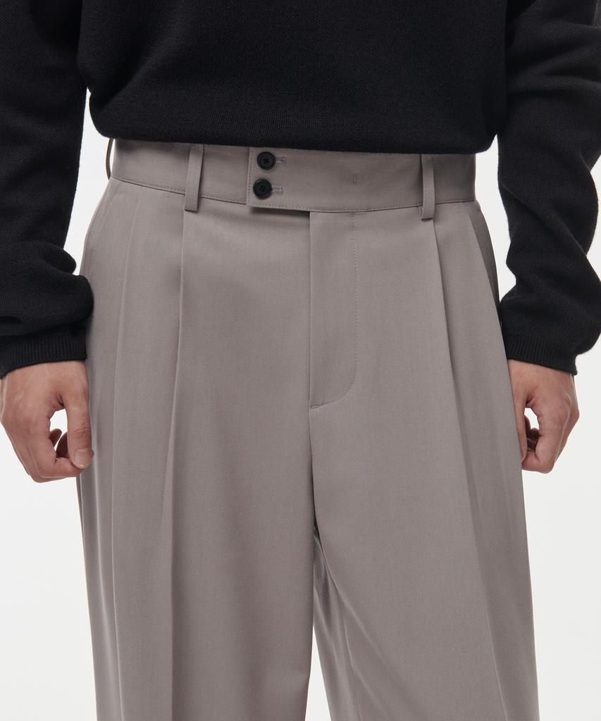 Musinsa Standard Double Button Two-Pleat Wide Slacks [Grayish Beige]