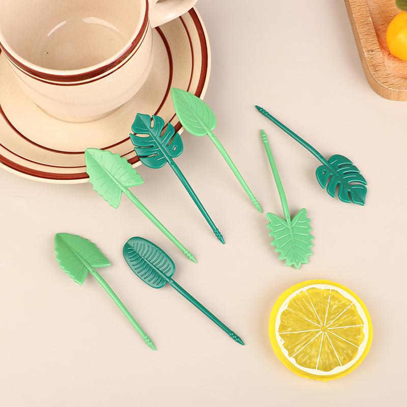 10 Adet/takım Yaprak Meyve Çatalı Gıda Sınıfı Kürdan Öğle Yemeği Bento Dekorasyonu Çocuklar İçin Aksesuarlar Kek Parti Dekoru Yeniden Kullanılabilir Çatallar