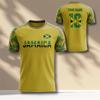 Jamaican Flag Color Football T-shirt For Men's Comfortable Run Sport Short Sleeve T Shirt  Custom Name Number Personality Tee
