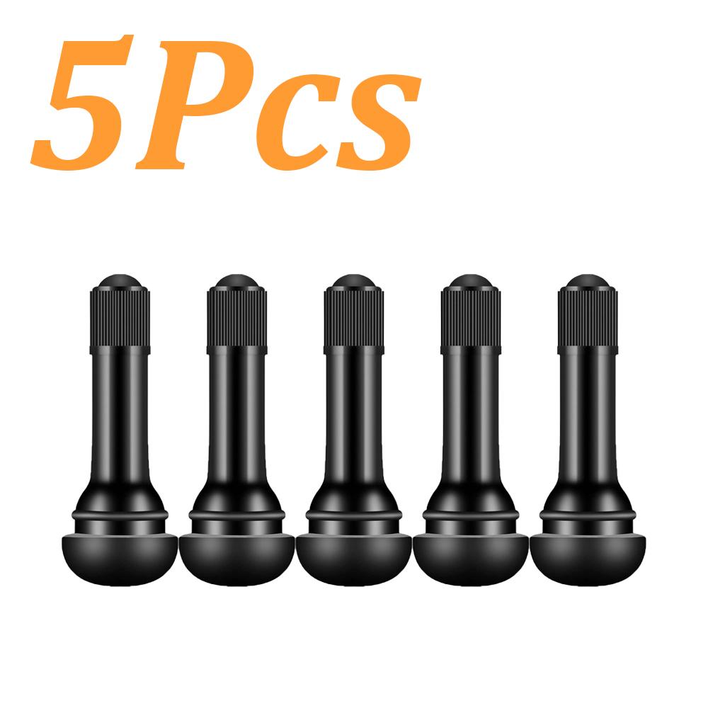 1-100Pcs TR413 Snap-In Tire Valve Stems Automotive Parts Black Rubber Valves Replaceable Parts With Dust CapRubber Valves Valve Stems 1