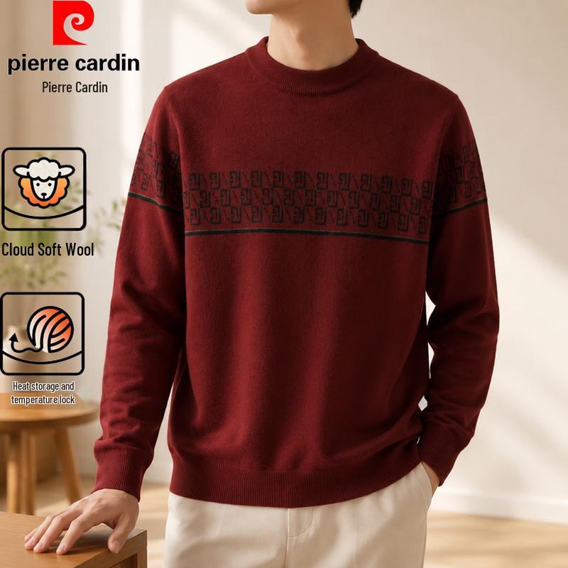 Pierre Cardin Autumn/Winter Men's Thickened Knitted Jacquard Crew Neck Sweater