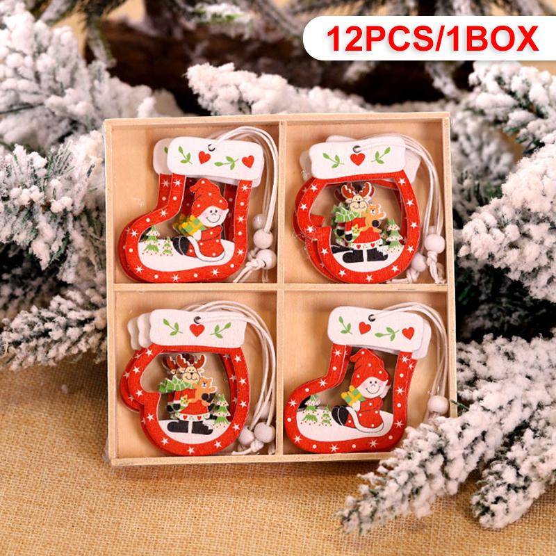 Wooden Christmas Pendant Merry Christmas Decoration for Home 2025 Navidad Xmas Tree Hanging Ornaments Kids Gifts New Year 2025