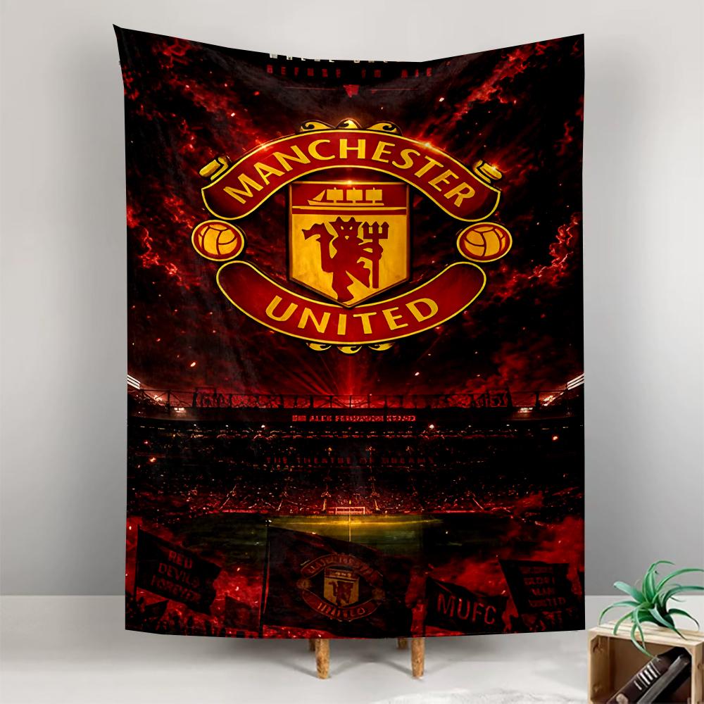 Decorative Wall Tapestry Manchester United Red Devil Crest Stadium Poster Football Gift for Fans
