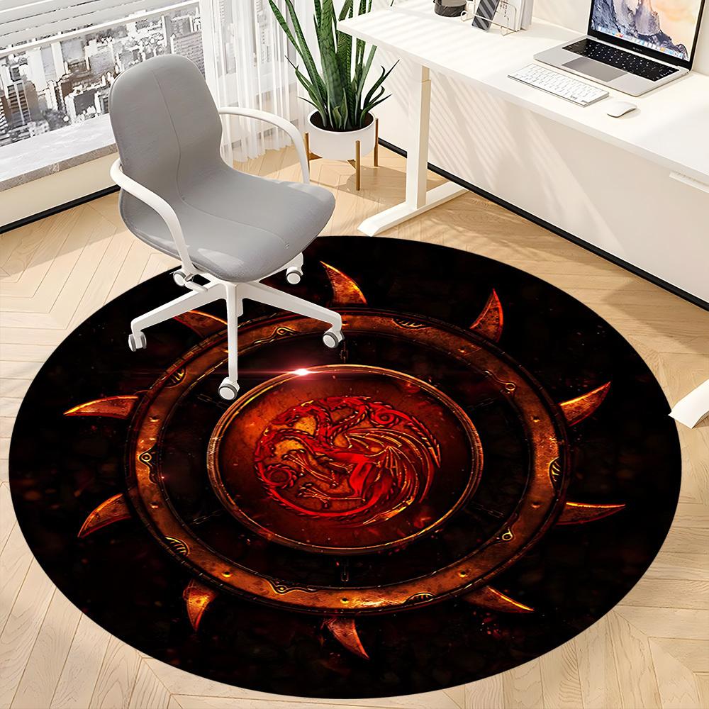 1pc Game of Thrones Office Round Area Rug, Indoor Mat Suitable For Office,Bedroom Living Room Home Decor, Room Deco a0926096