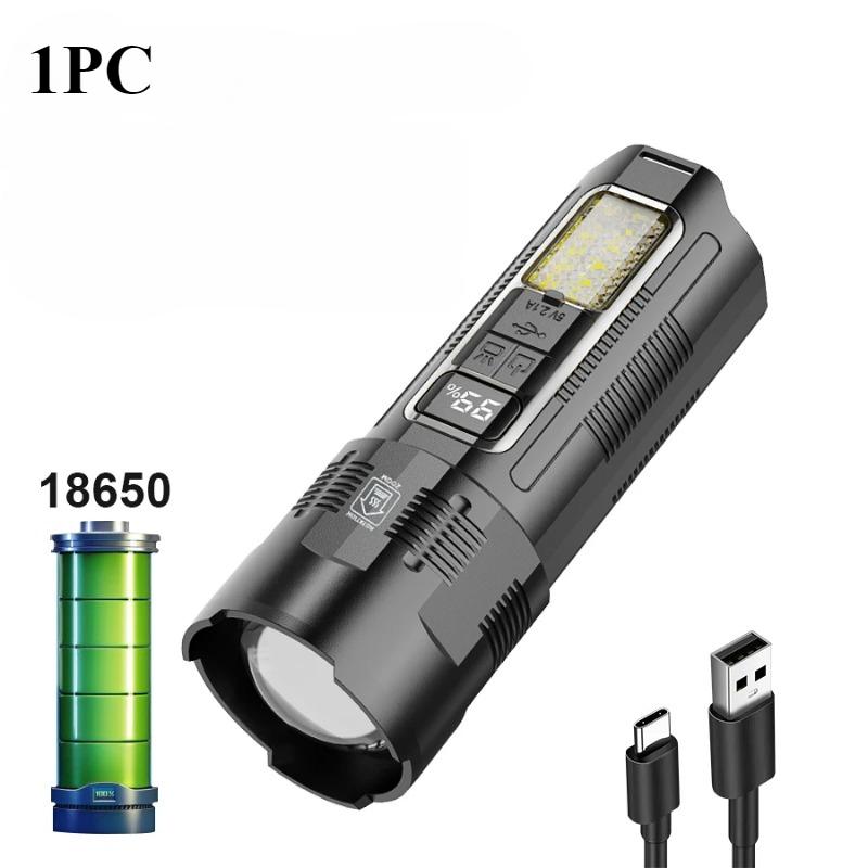 

Взрывозащищенный уличный мини-фонарик с сильным светом, высокой продолжительностью работы и масштабируемым клейким двойным переключателем, многофункциональный фонарик Black Silver Frame 1PC