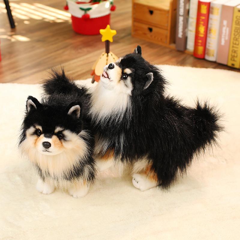 35cm Lifelike Pomeranian Dog Plush Toy Simulation Puppy Doll Soft and Cute Pet Pillow Children's Gift Birthday
